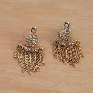 Gold tone and rhinestone earrings